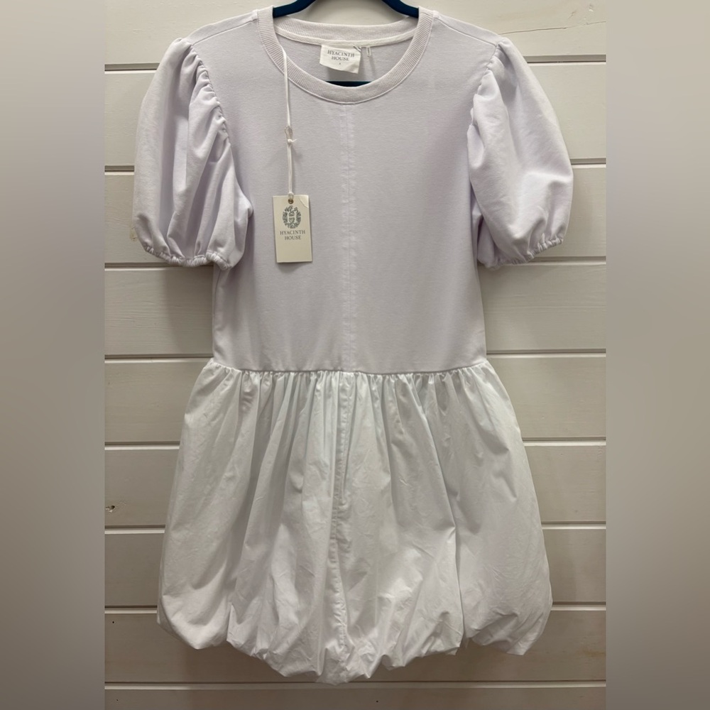 Hyacinth House Tuckernuck Bubble White Puff Sleeve Mini Dress size small NWT - Picture 9 of 10